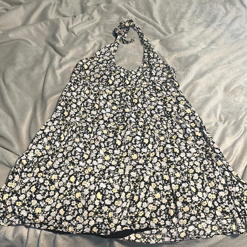 Hollister Floral Halter Tie Back Dress